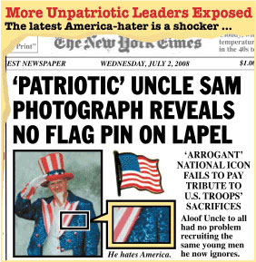 Uncle Sam not wearing a flag lapel pin