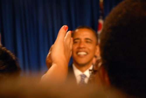 Obama shaking hands